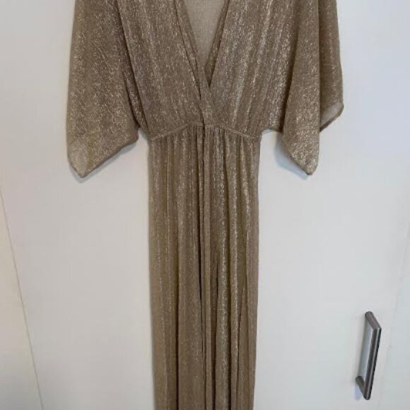 Lulus Sheer Gold Maxi Swimsuit Cover-Up - Size Small - Picture 2 of 6